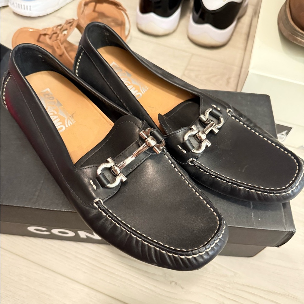 Salvatore Ferragamo Black Leather Loafers